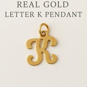 ✨ Real 14K Gold Script Letter “K” Pendant Charm ✨